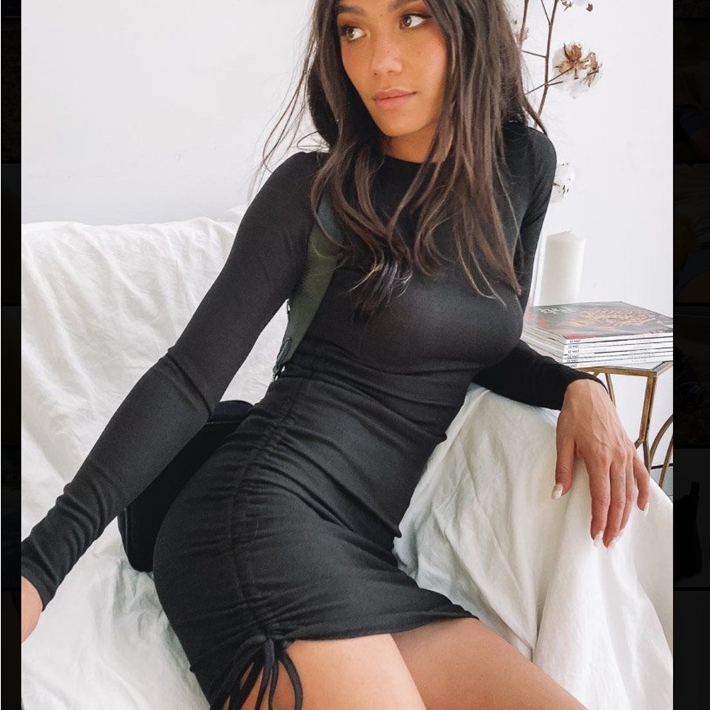 NWT Shaunie Drawstring Dress Black from Beginning Boutique